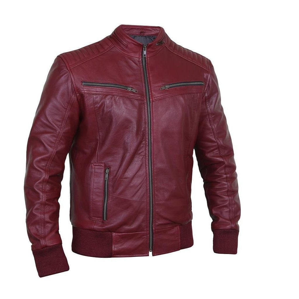 Men black leather jacket by TF Role Fashion